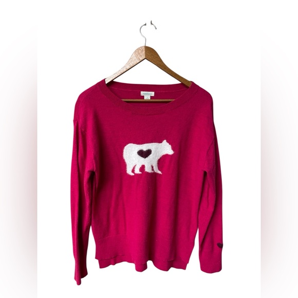 Sundance Womens Pink Mighty Polar Bear Crew Neck Long Sleeve Pullover Sweater S - Picture 2 of 7